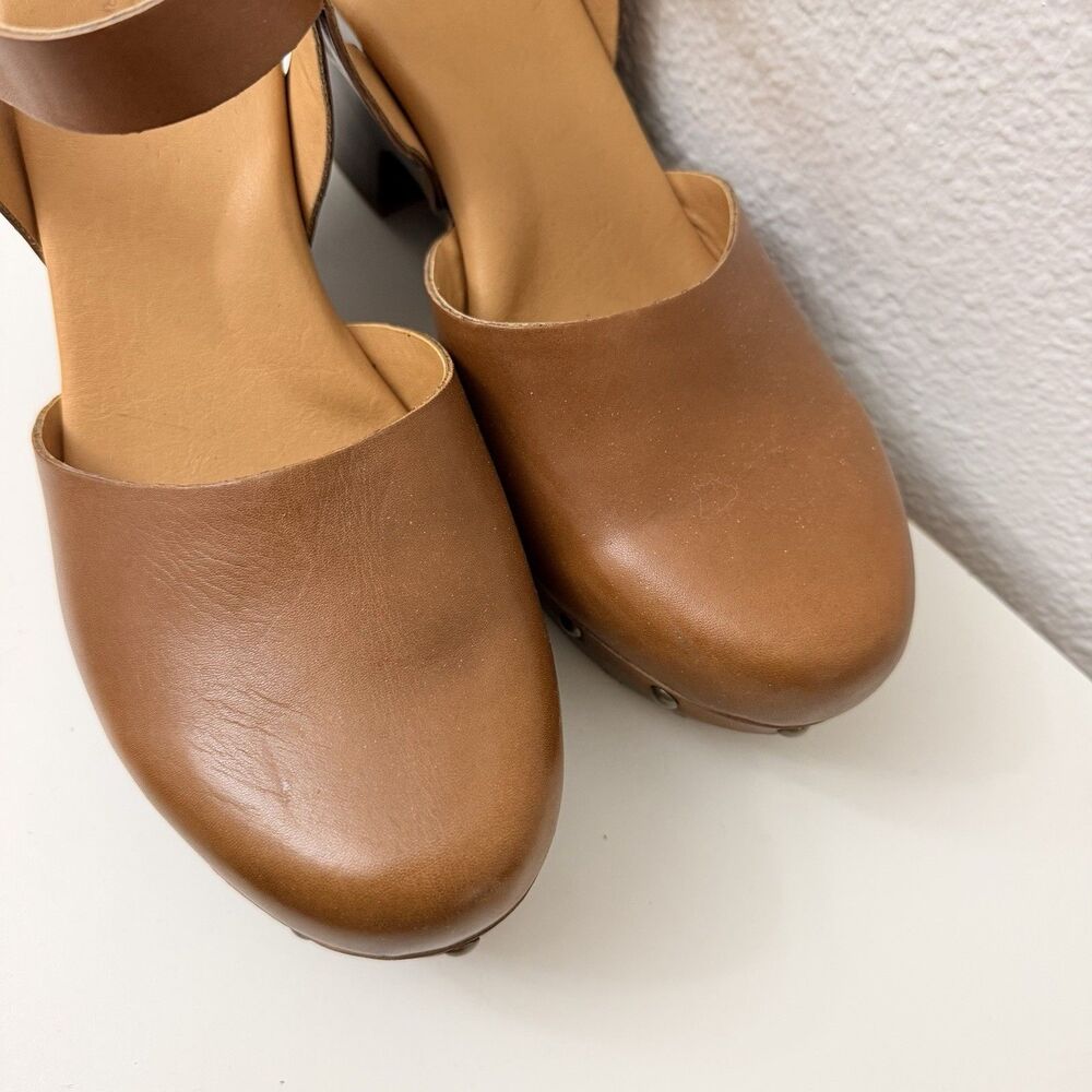 Korks by Kork-Ease Brown Leather Clog Heels Mary Jane Platform Shoes Women 10/42 - Picture 9 of 11